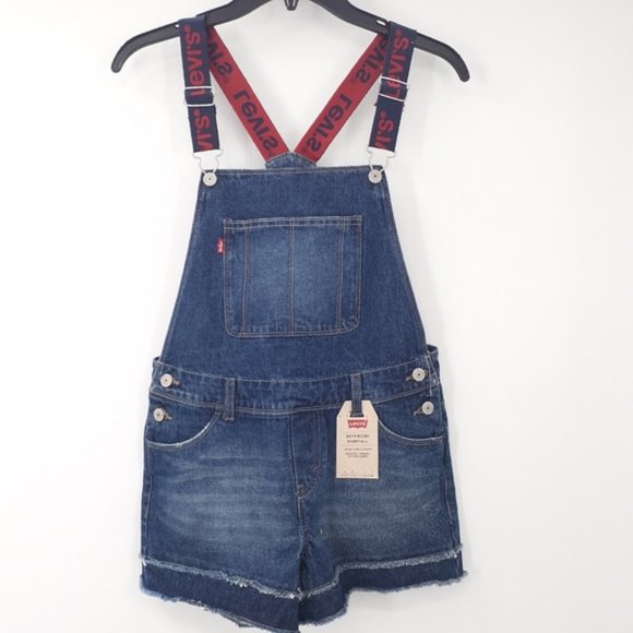 LEVI'S Little Girl's & Girl's Denim Logo Boyfriend Shortalls - Picture 2 of 11